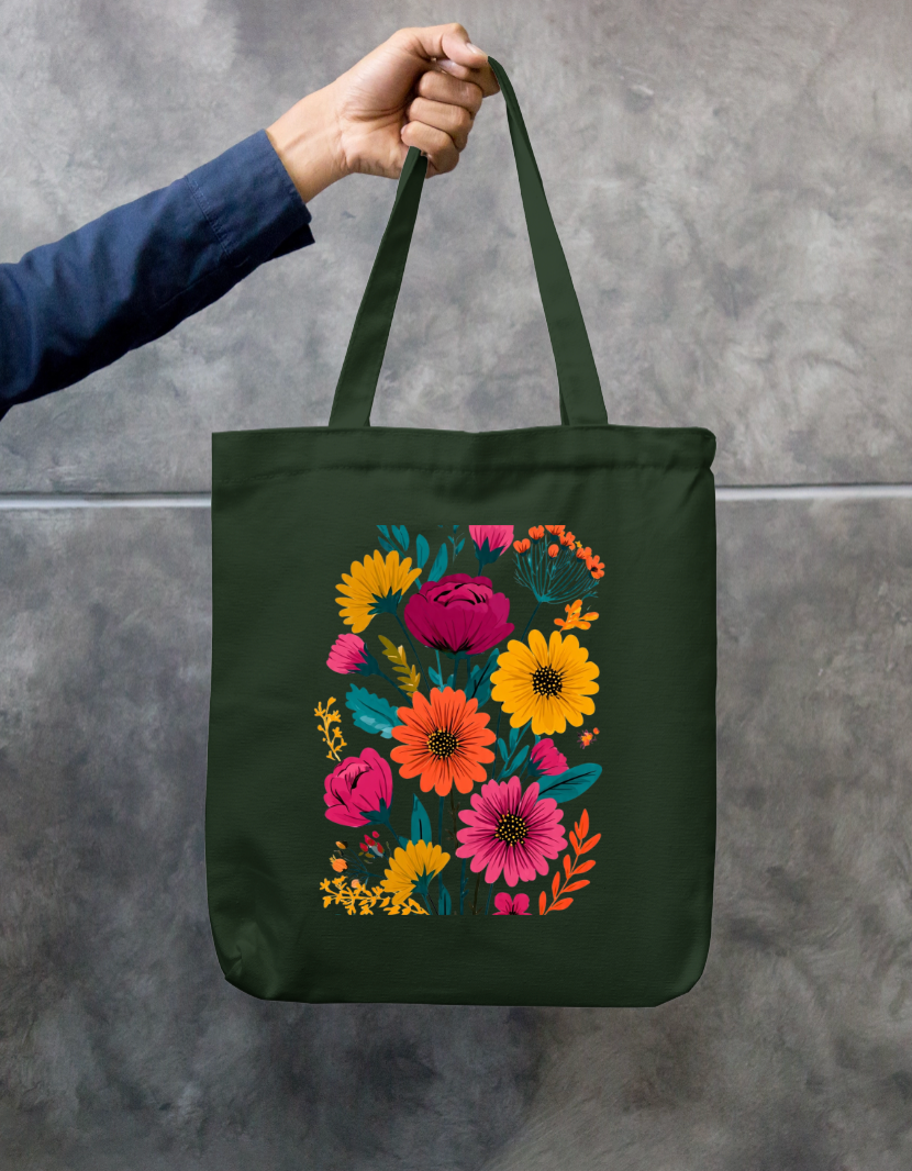 Flora Tote Bag Zipper Tote Bag by @rd_digital_store