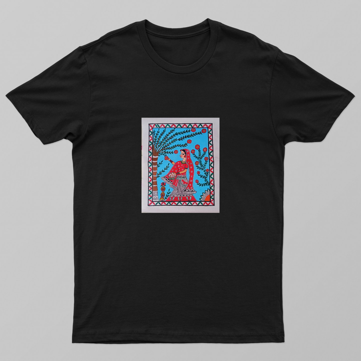 A flower plucking lady Unisex T-shirt by Antara Verma