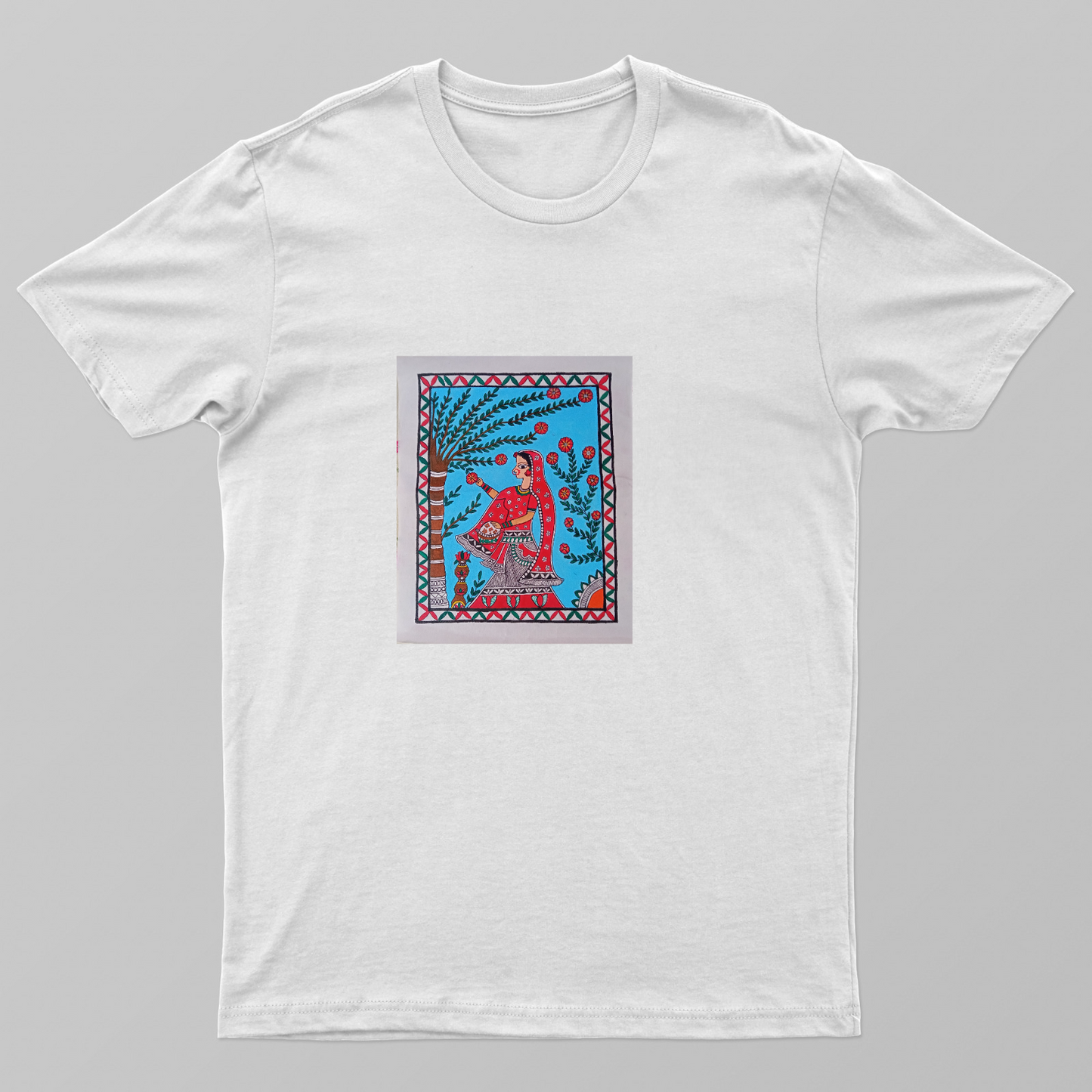 A flower plucking lady Unisex T-shirt by Antara Verma