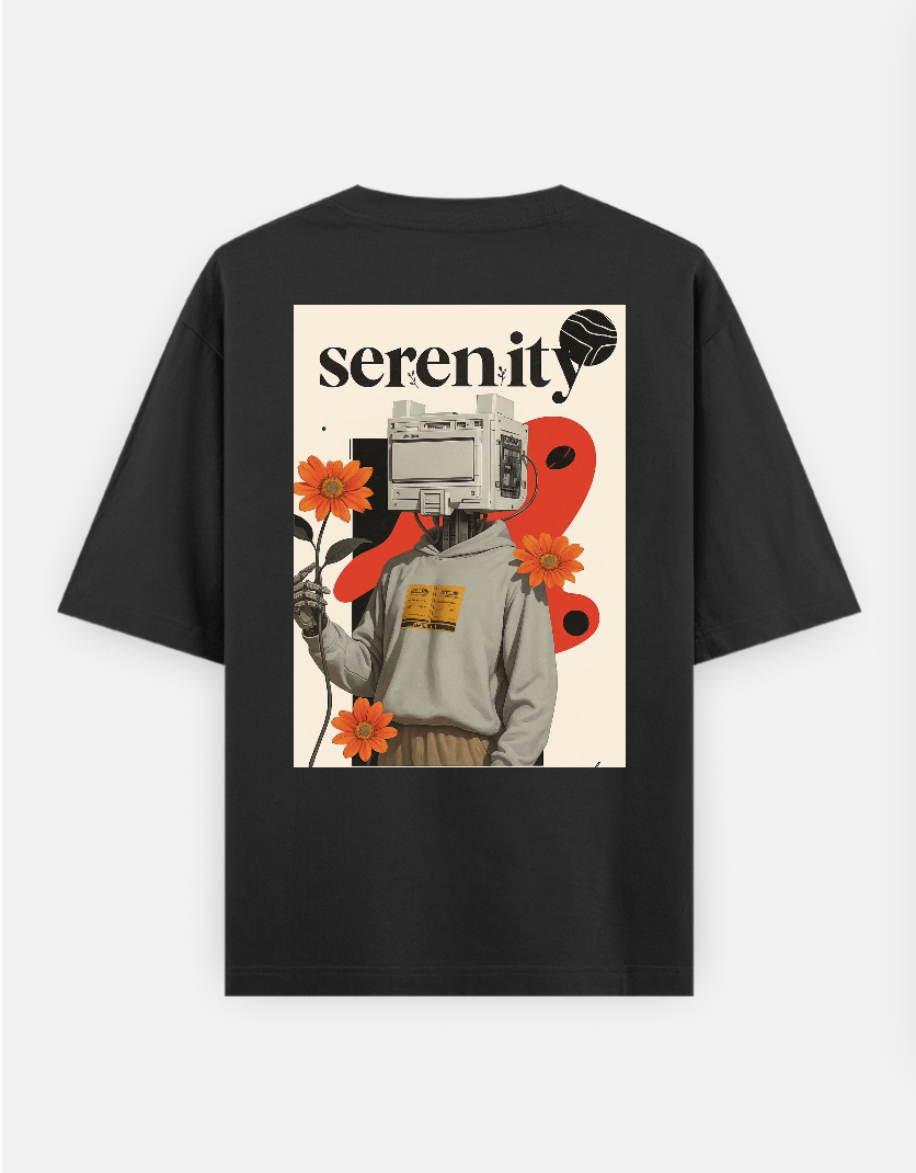 Minimal floral T-shirt Oversized T-shirt (Back print) by @_tamang_vibes_