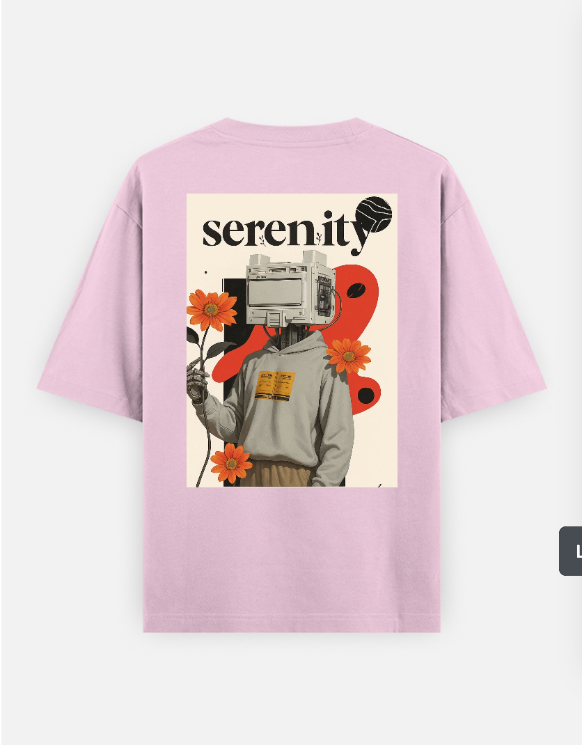 Minimal floral T-shirt Oversized T-shirt (Back print) by @_tamang_vibes_