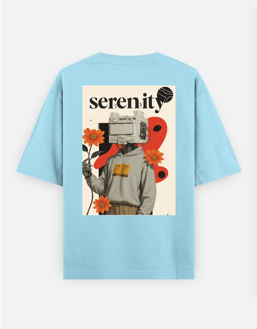 Minimal floral T-shirt Oversized T-shirt (Back print) by @_tamang_vibes_