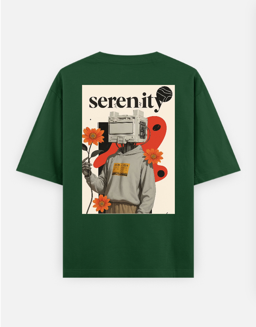 Minimal floral T-shirt Oversized T-shirt (Back print) by @_tamang_vibes_