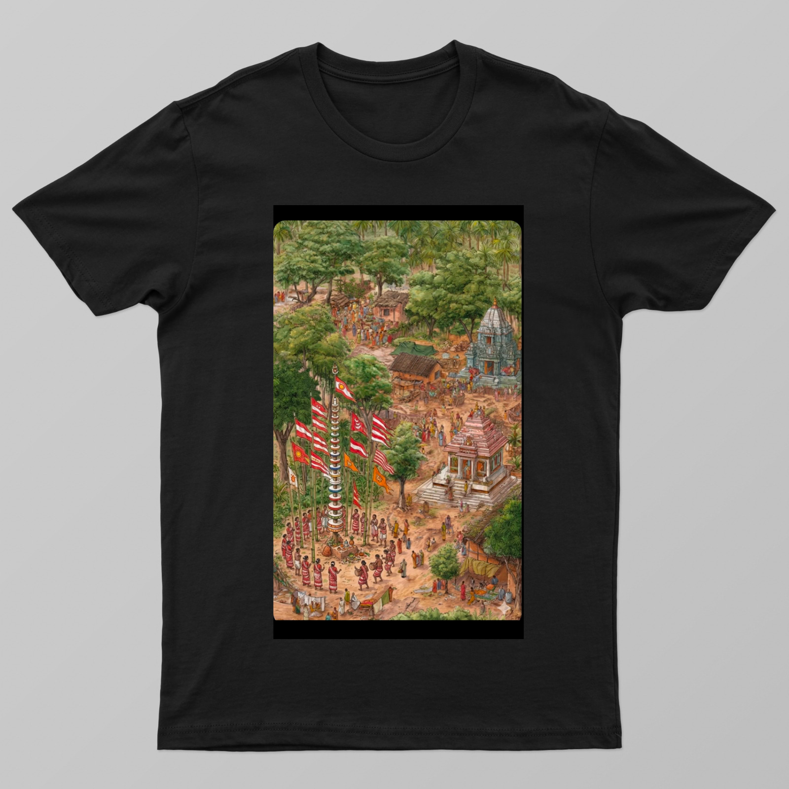 Hindu temple and village Unisex T-shirt by @patarkrishnapatar