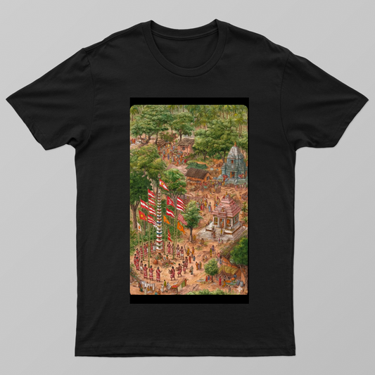 Hindu temple and village Unisex T-shirt by @patarkrishnapatar
