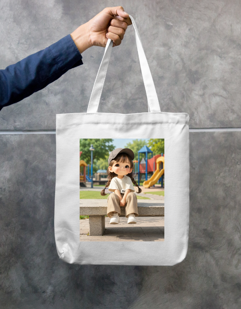 Cute Girl Zipper Tote Bag by Kavya M A
