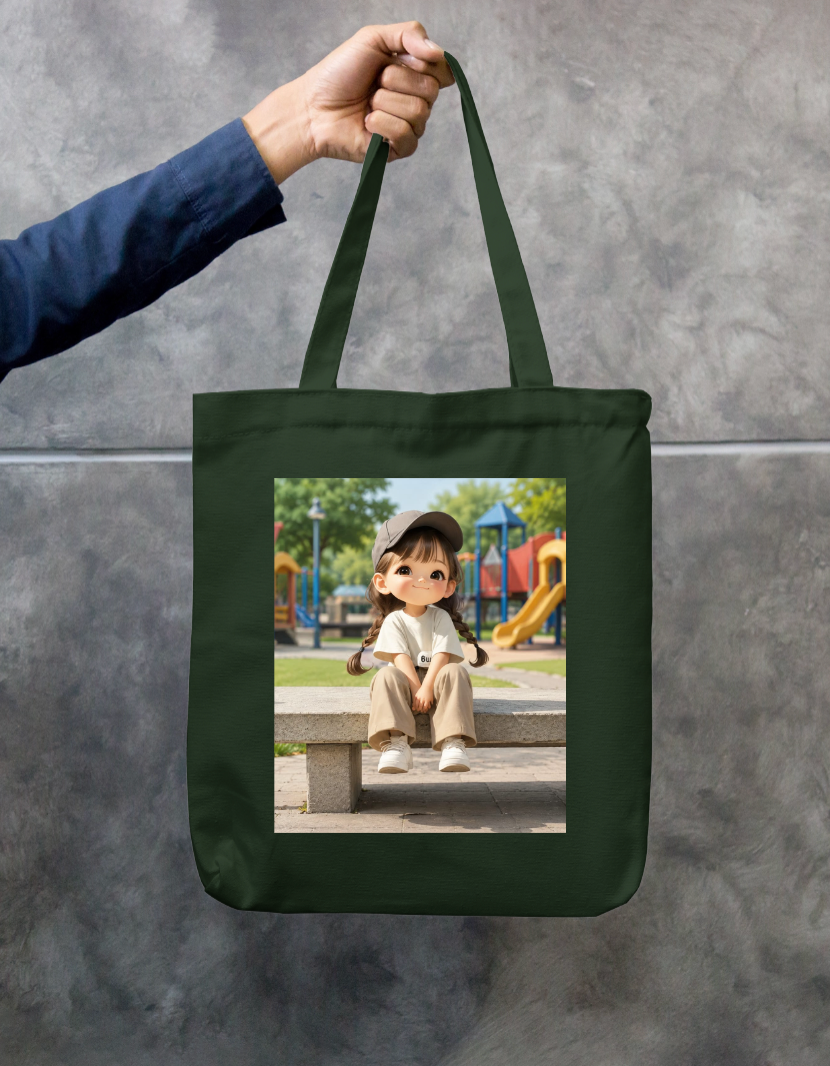 Cute Girl Zipper Tote Bag by Kavya M A