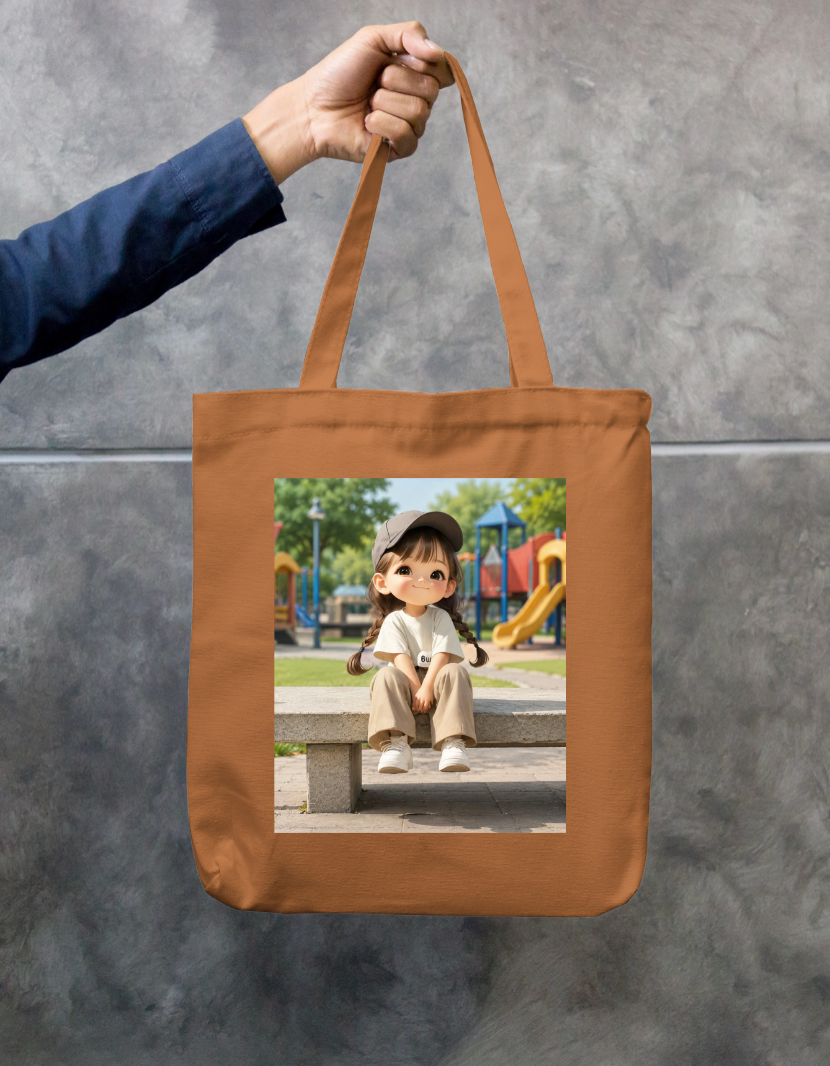 Cute Girl Zipper Tote Bag by Kavya M A