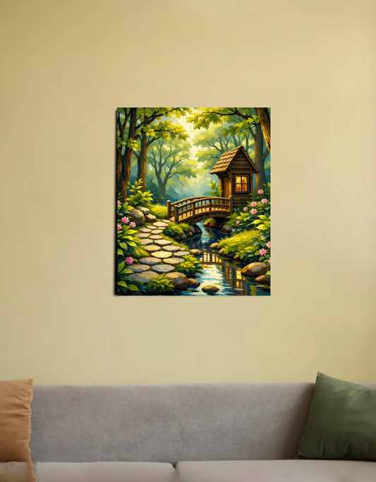 Beyond the Wooden Bridge 16"x20" Canvas Poster by Solo Lotus