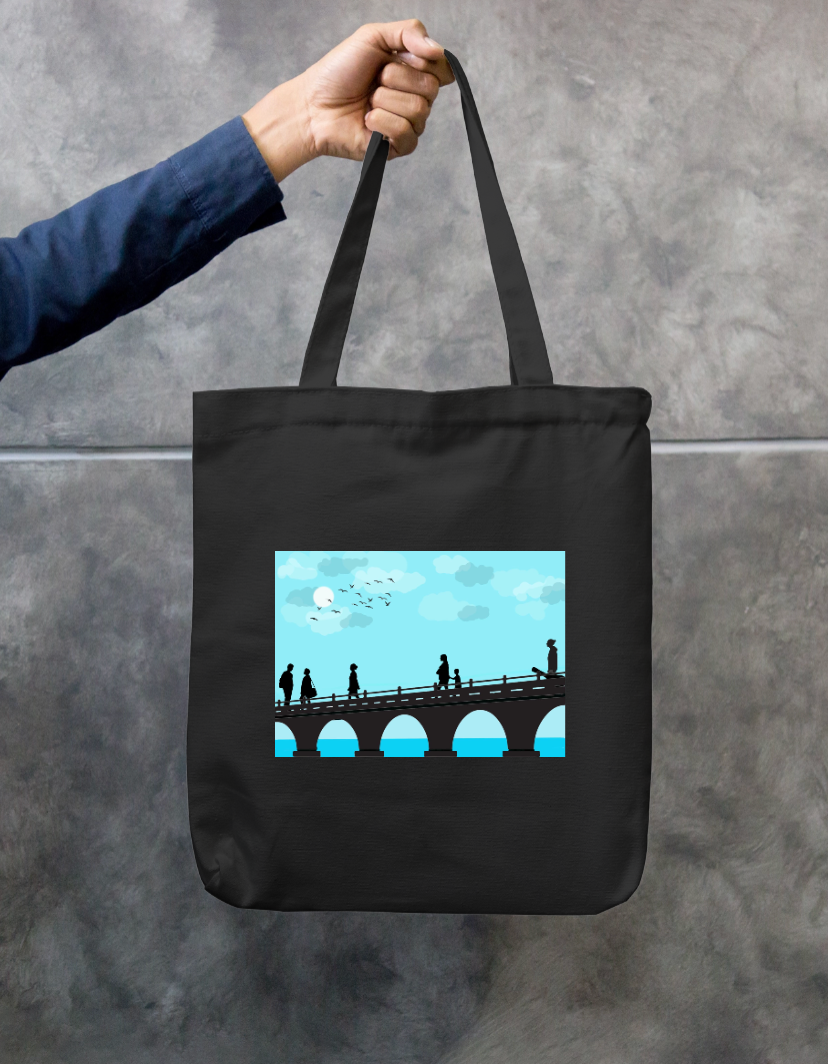 Blue sky Zipper Tote Bag by Solo Lotus