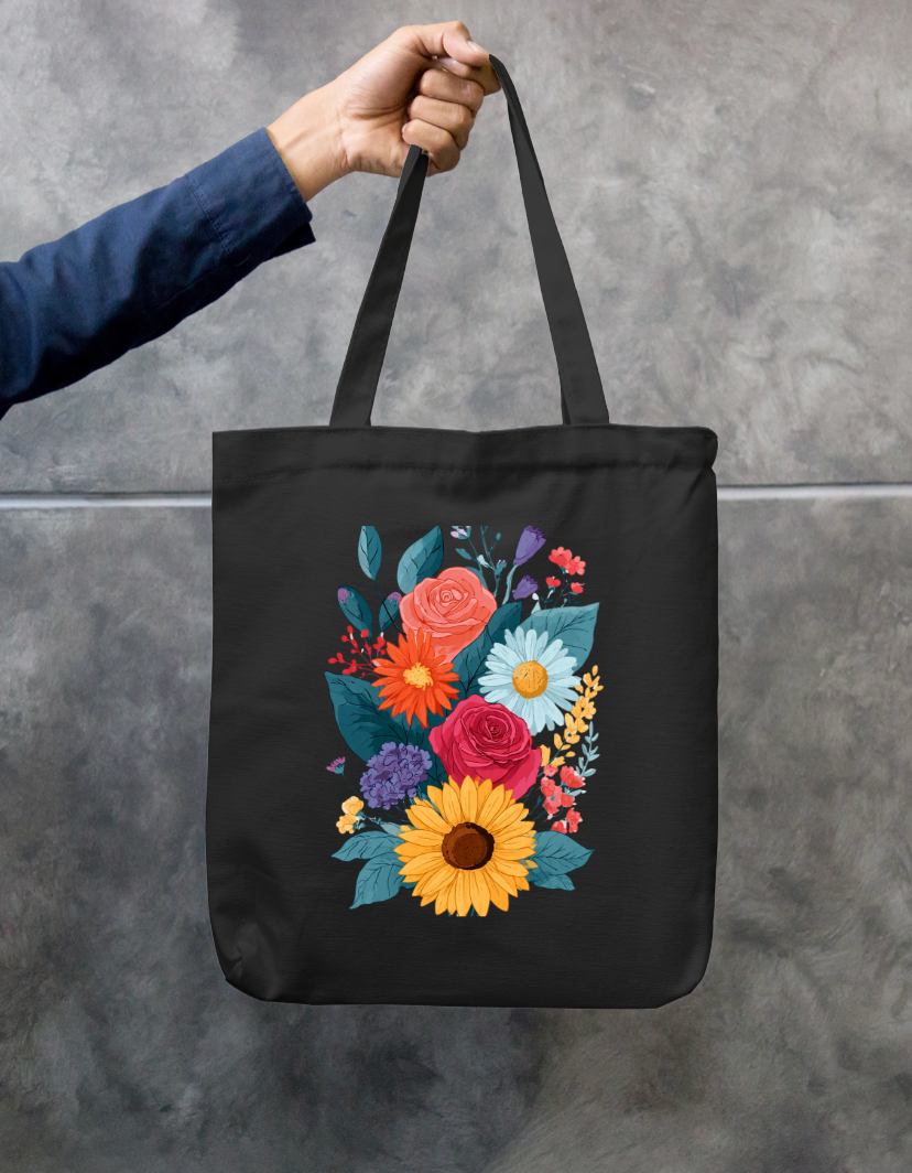 Floral Tote Bag Zipper Tote Bag by @rd_digital_store