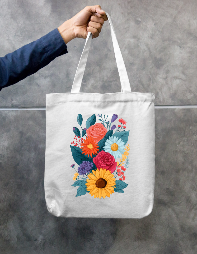 Floral Tote Bag Zipper Tote Bag by @rd_digital_store