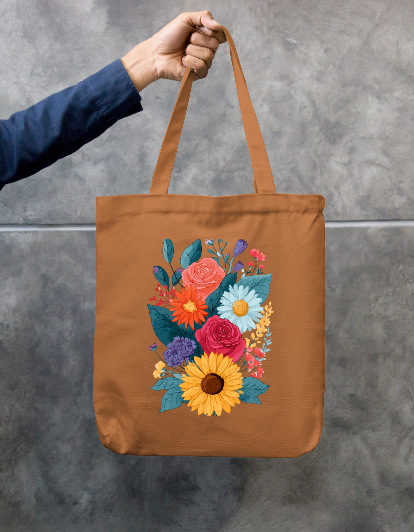 Floral Tote Bag Zipper Tote Bag by @rd_digital_store
