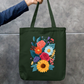 Floral Tote Bag Zipper Tote Bag by @rd_digital_store
