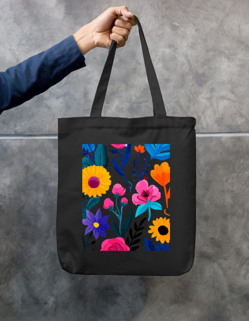 Flora Tote Bag Zipper Tote Bag by @rd_digital_store