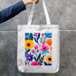 Flora Tote Bag Zipper Tote Bag by @rd_digital_store