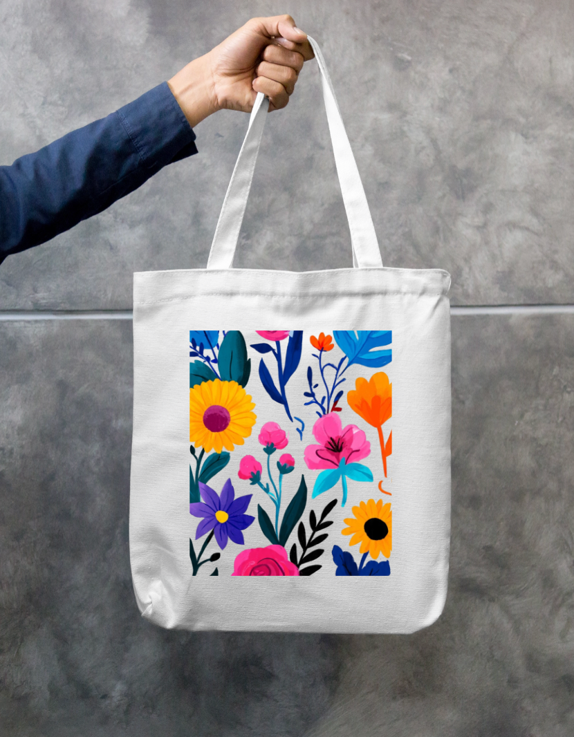 Flora Tote Bag Zipper Tote Bag by @rd_digital_store