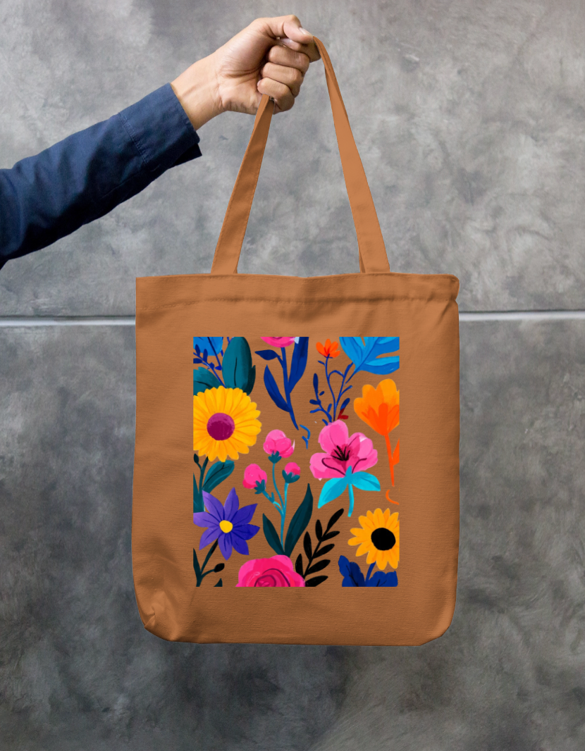 Flora Tote Bag Zipper Tote Bag by @rd_digital_store