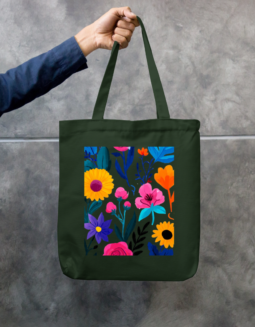 Flora Tote Bag Zipper Tote Bag by @rd_digital_store