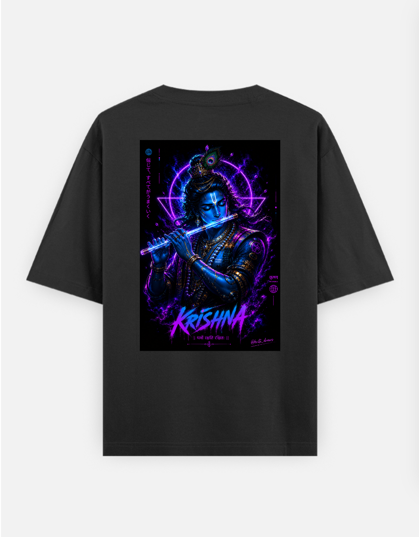 Krishna Printed Over SIZED T-shirt Oversized T-shirt (Back print) by @someone_draws69