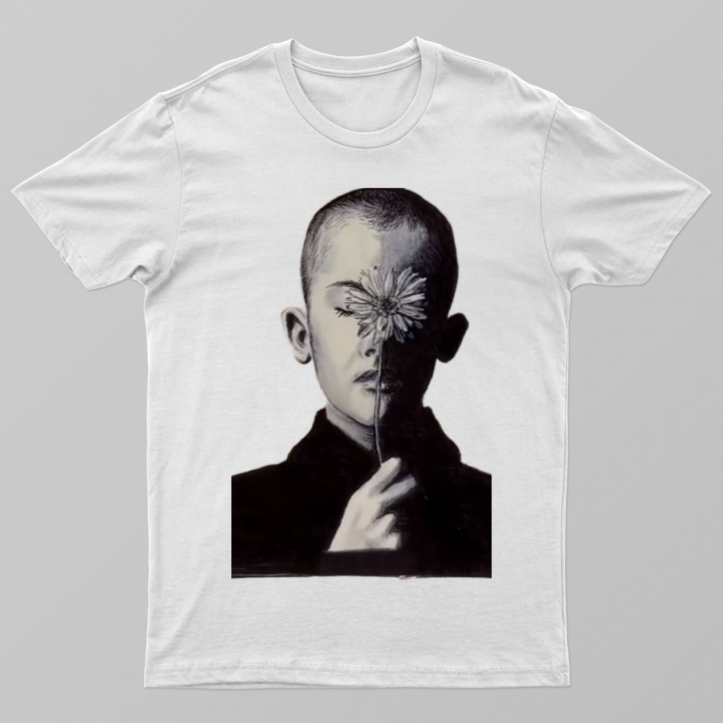 inner bloom portrait t-shirt | surreal floral art tee| black and white aesthetic Unisex T-shirt by Mithisar Daimary 