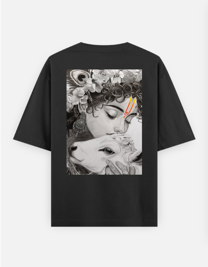 Radha Krishna Oversized T-shirt (Back print) by Arko Ghosh