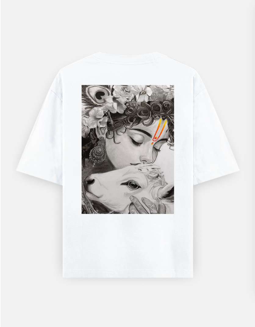 Radha Krishna Oversized T-shirt (Back print) by Arko Ghosh