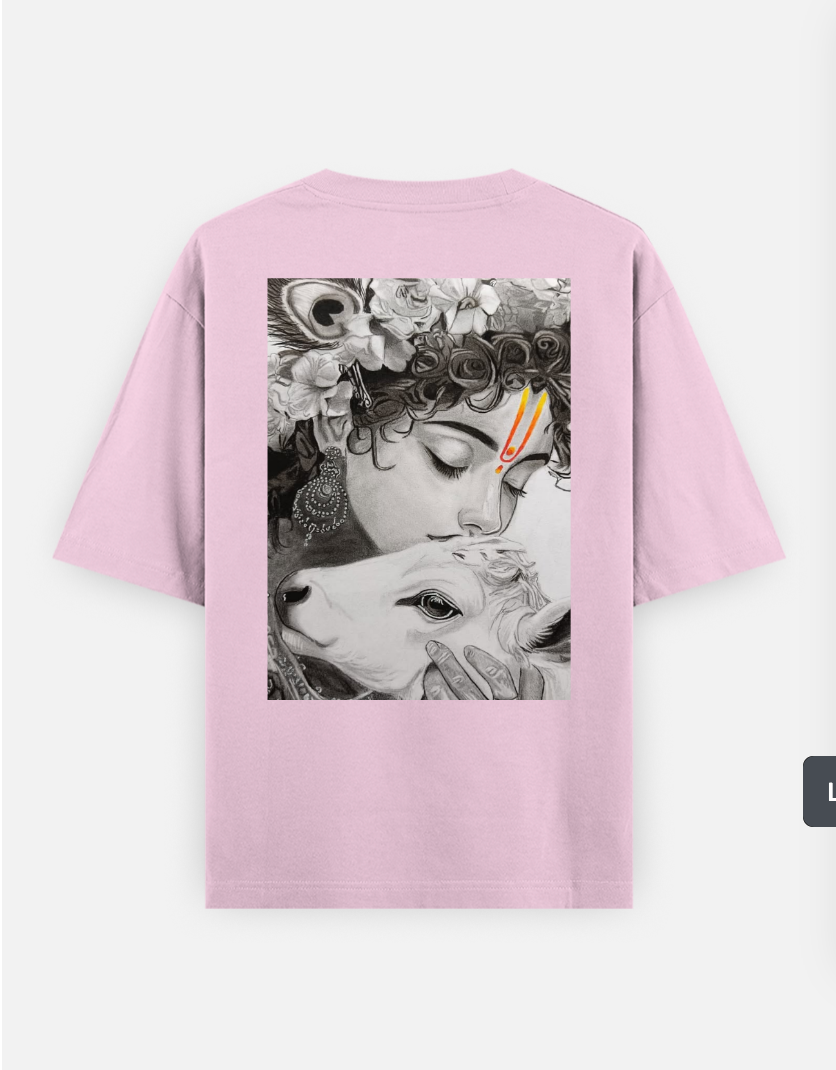 Radha Krishna Oversized T-shirt (Back print) by Arko Ghosh
