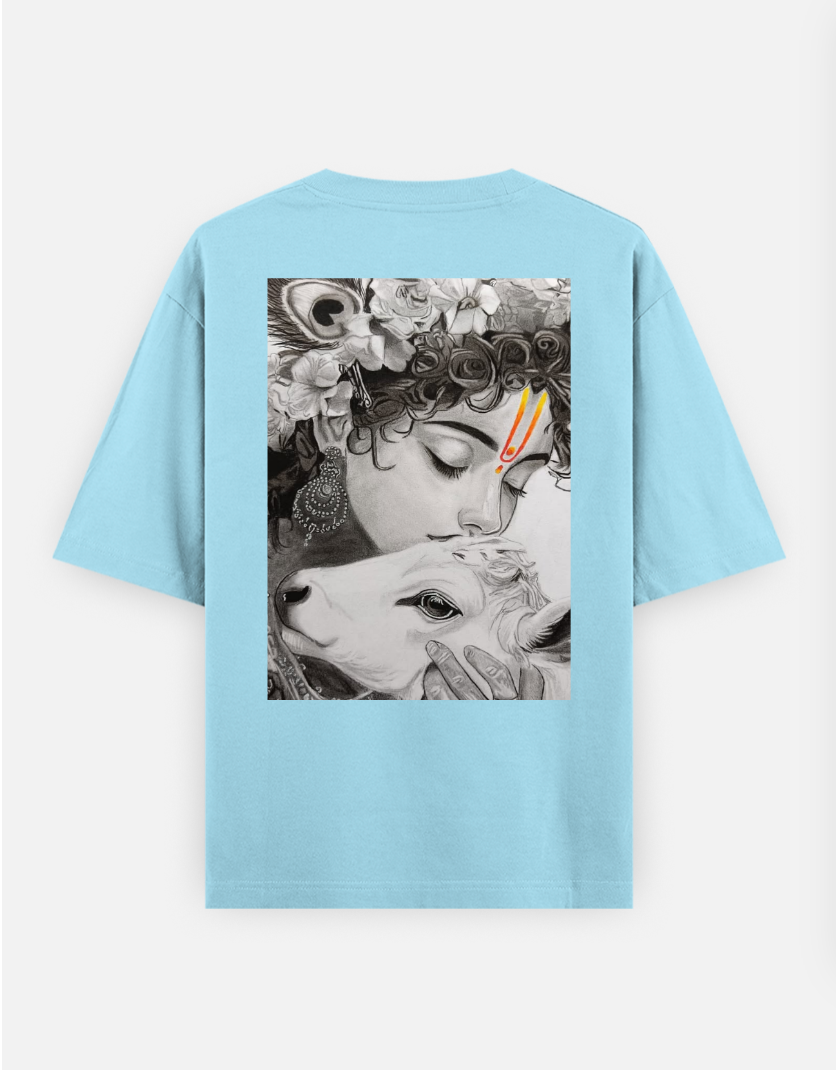 Radha Krishna Oversized T-shirt (Back print) by Arko Ghosh