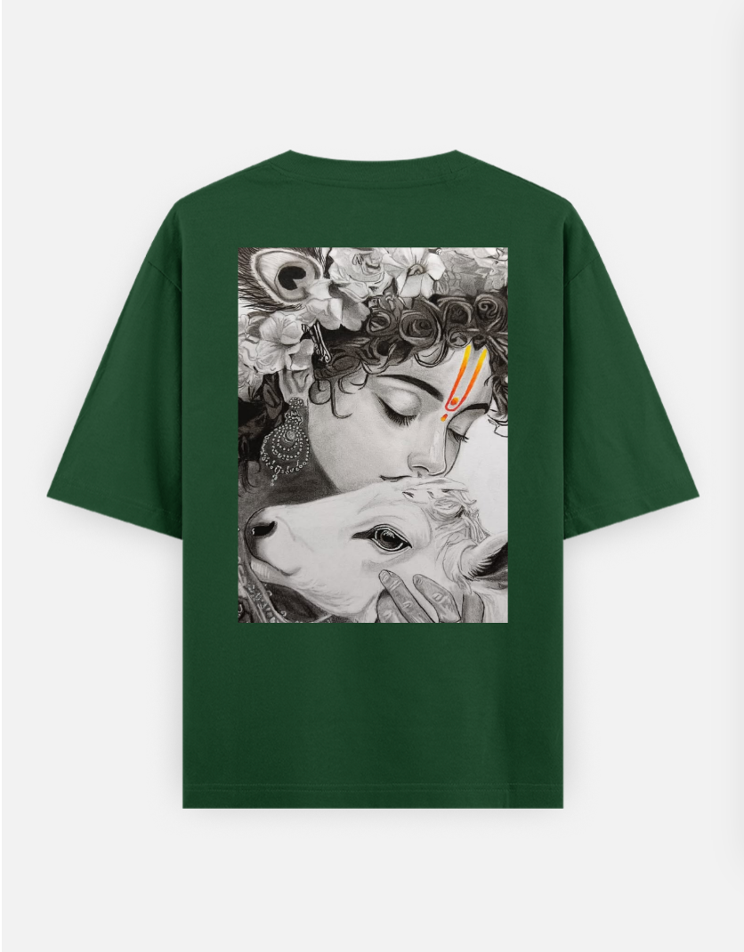 Radha Krishna Oversized T-shirt (Back print) by Arko Ghosh