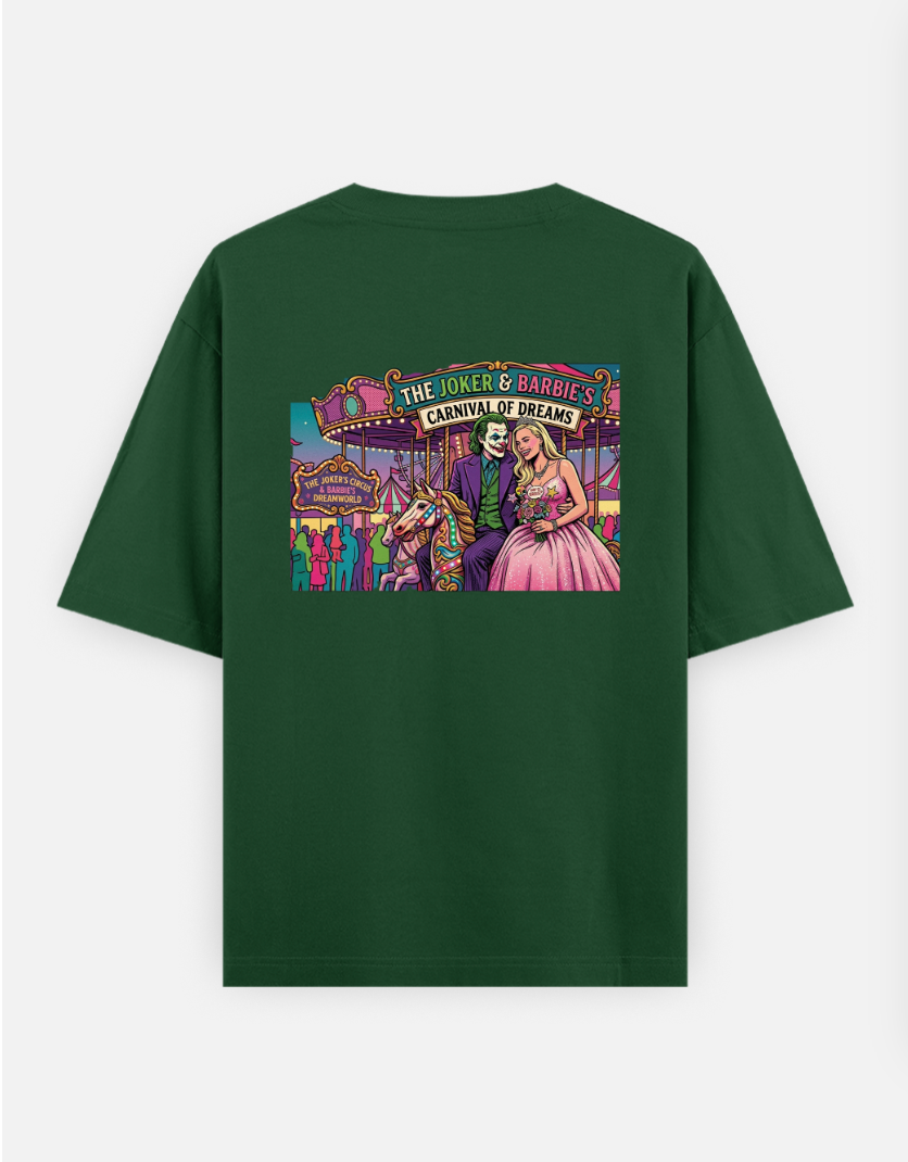 Joker and Barbie's Carnival of Dreams Oversized T-shirt (Back print) by @solitary.princess_