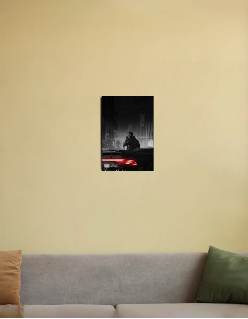 cyberpunk2077 black and white 8"x12" Canvas Poster by Mithisar Daimary 