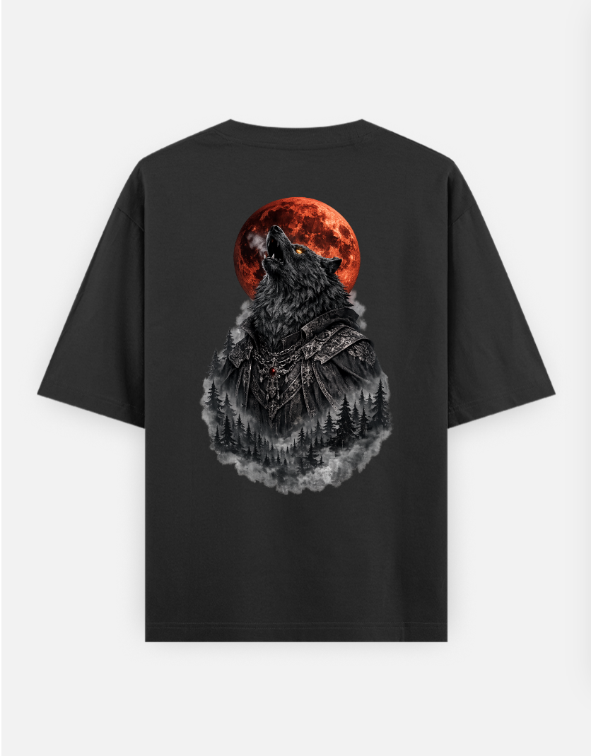 Wolf Printed oversized T-Shirt Oversized T-shirt (Back print) by @someone_draws69