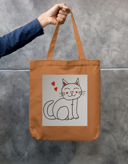 Cute Cat Zipper Tote Bag by @rangmohak_theartstudio