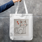 Cute Cat Zipper Tote Bag by @rangmohak_theartstudio