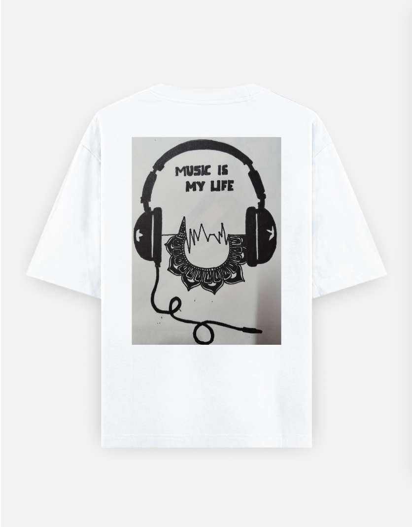 Music Oversized T-shirt (Back print) by @payu_3180