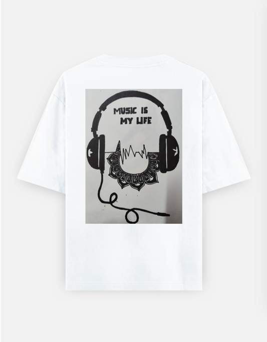 Music Oversized T-shirt (Back print) by @payu_3180