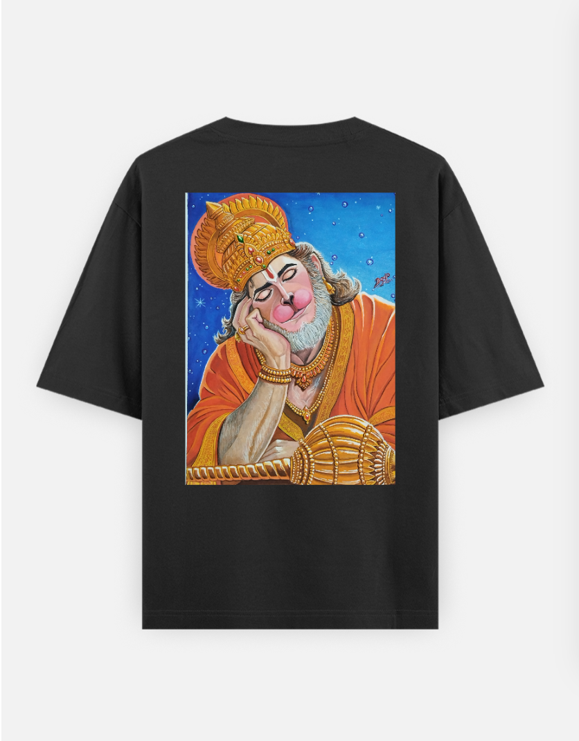 Handmade Hanuman Painting Oversized T-shirt (Back print) by @deep_art_works