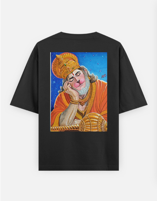 Handmade Hanuman Painting Oversized T-shirt (Back print) by @deep_art_works