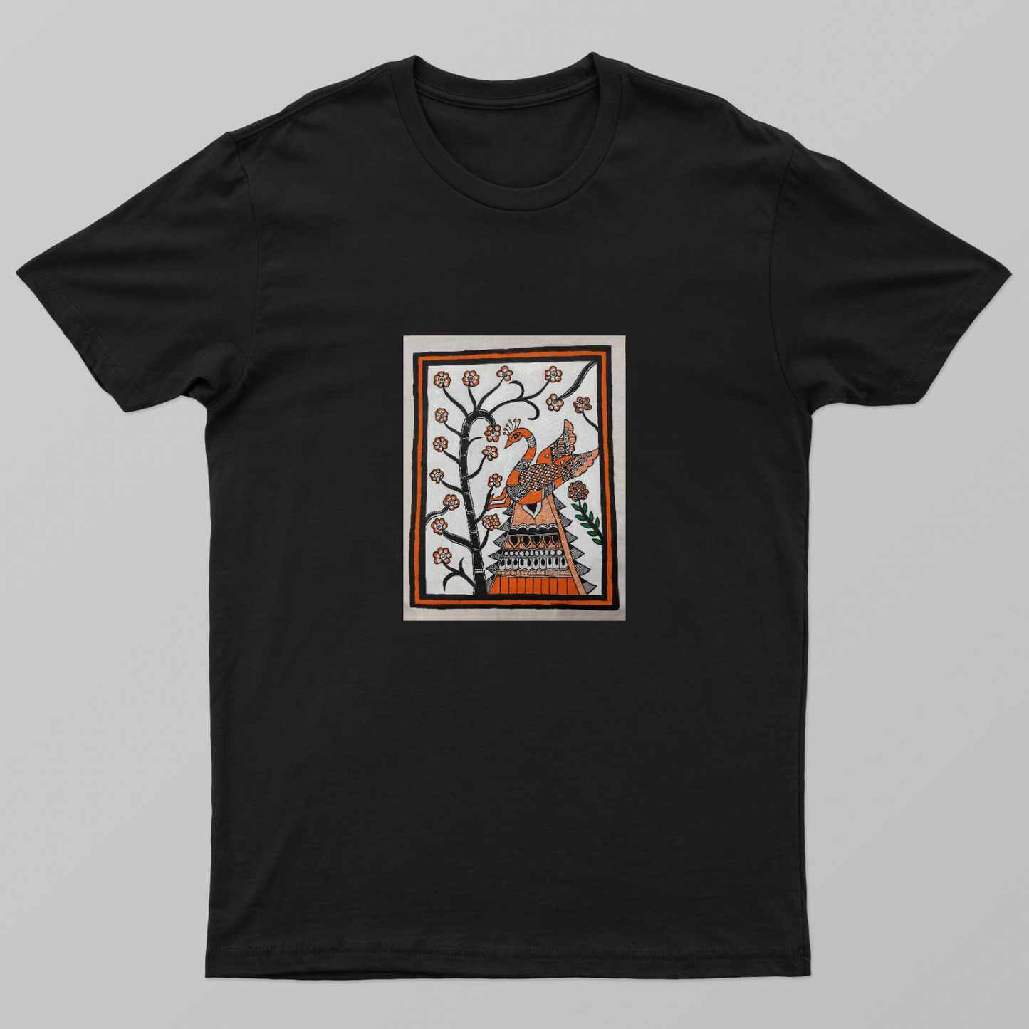 Peacock on a branch Unisex T-shirt by Antara Verma
