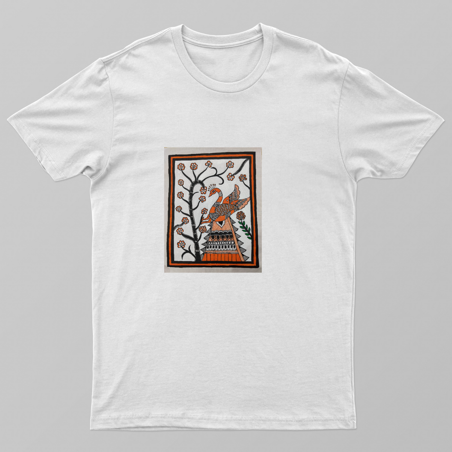 Peacock on a branch Unisex T-shirt by Antara Verma
