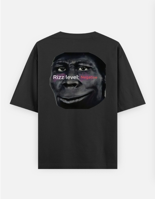 rizz level negative Meme t-shirt | funny cursed tee| gen z humor Oversized T-shirt (Back print) by Mithisar Daimary 