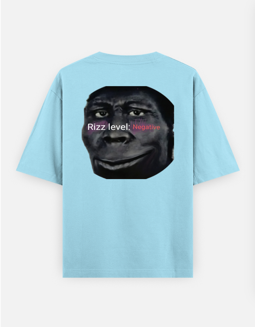 rizz level negative Meme t-shirt | funny cursed tee| gen z humor Oversized T-shirt (Back print) by Mithisar Daimary 