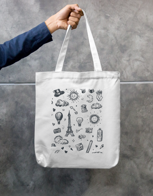 Doodle Art Tote Bag Zipper Tote Bag by @rd_digital_store