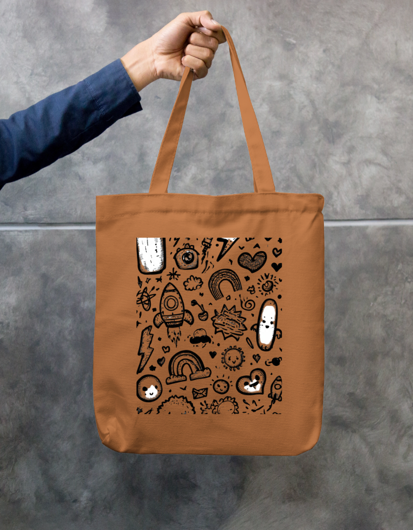 Doodle Art Tote Bag Zipper Tote Bag by @rd_digital_store