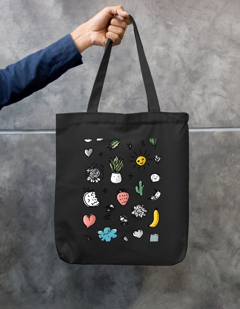 Doodle Art Tote Bag Zipper Tote Bag by @rd_digital_store