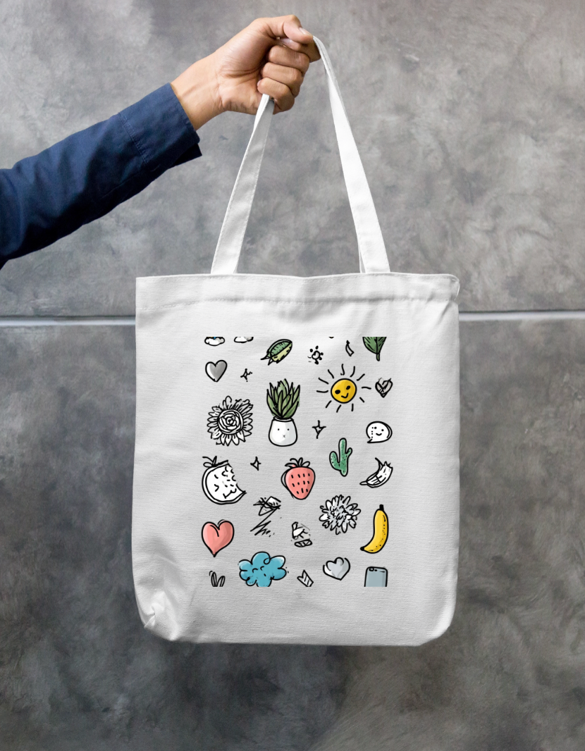 Doodle Art Tote Bag Zipper Tote Bag by @rd_digital_store