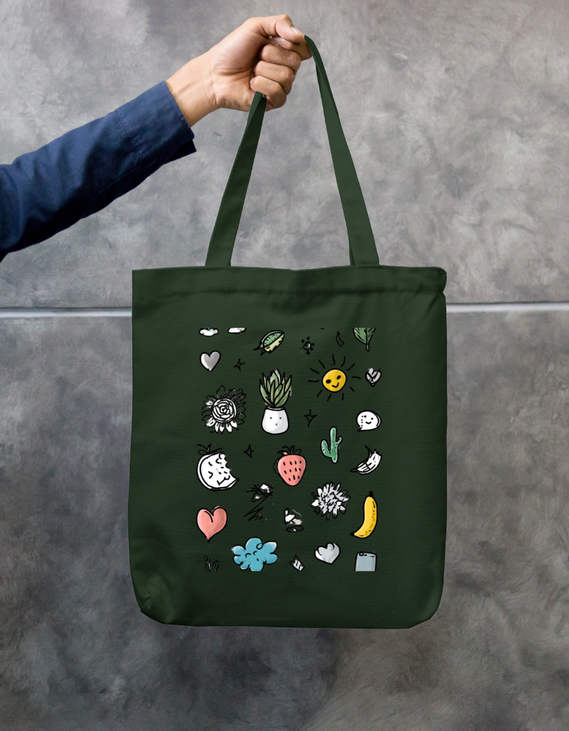 Doodle Art Tote Bag Zipper Tote Bag by @rd_digital_store
