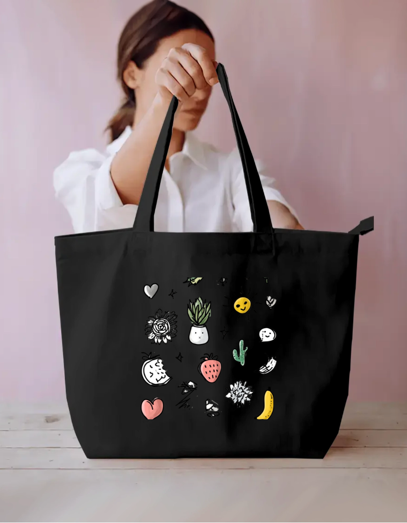 Doodle Art Tote Bag Everyday Large Tote Bag by @rd_digital_store