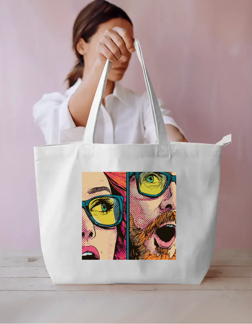 Astonished Face Tote Bag Everyday Large Tote Bag by @rd_digital_store